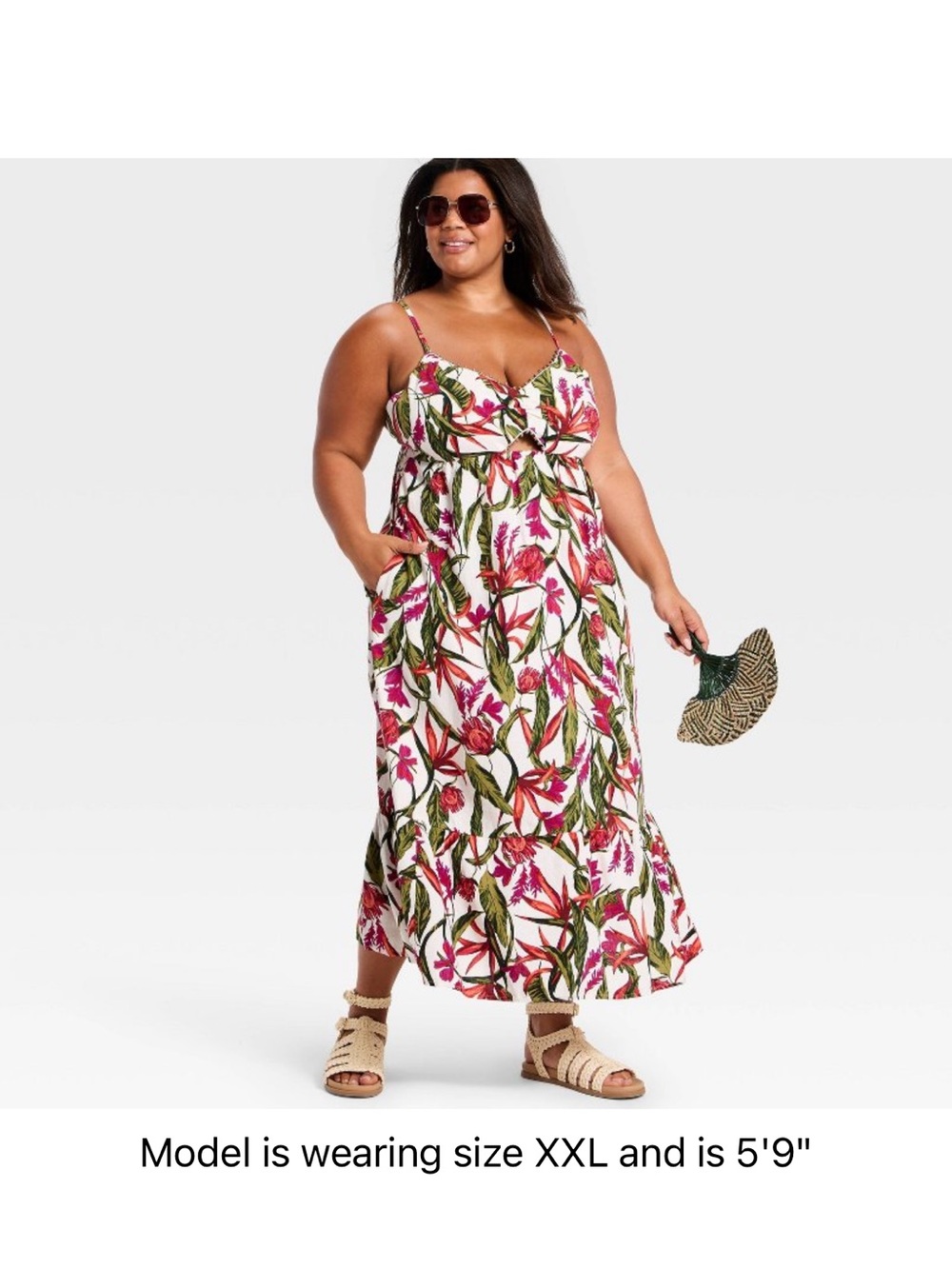 a new day Pink & Green Floral Maxi Dress on White